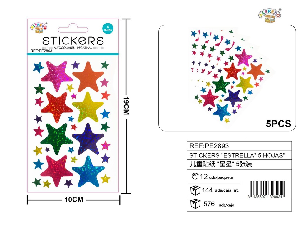Stickers "Estrella" 5 hojas 10x19 cm - Artículos de papelería