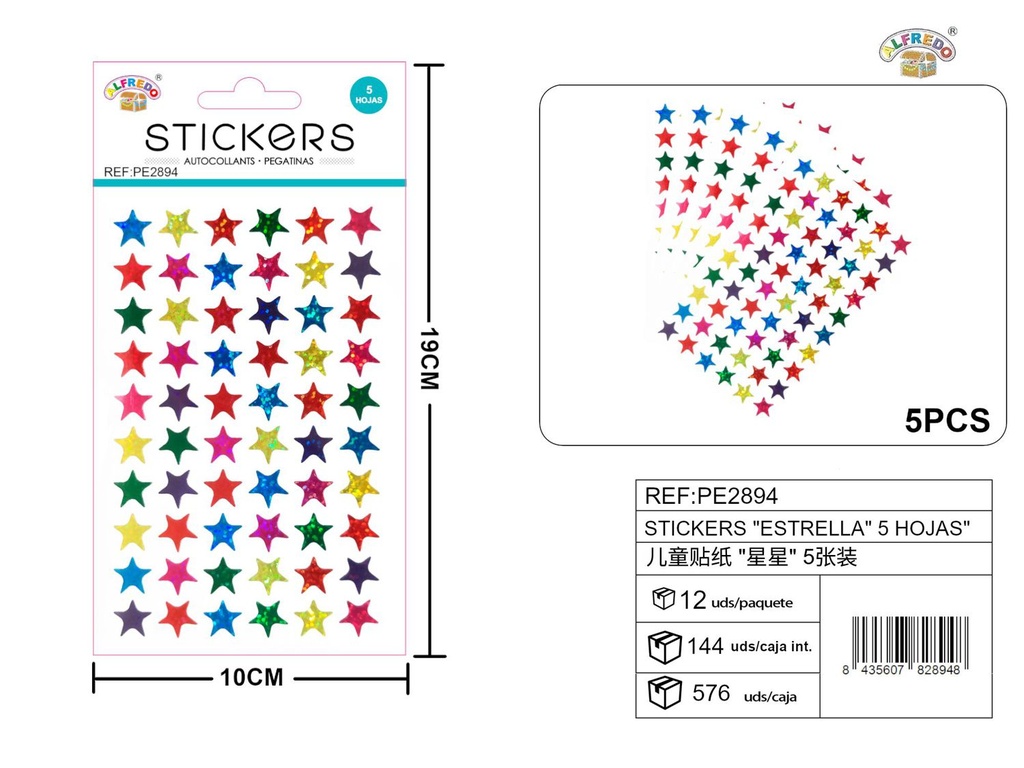 Stickers "Estrella" 5 hojas 10x19 cm - Artículos de papelería