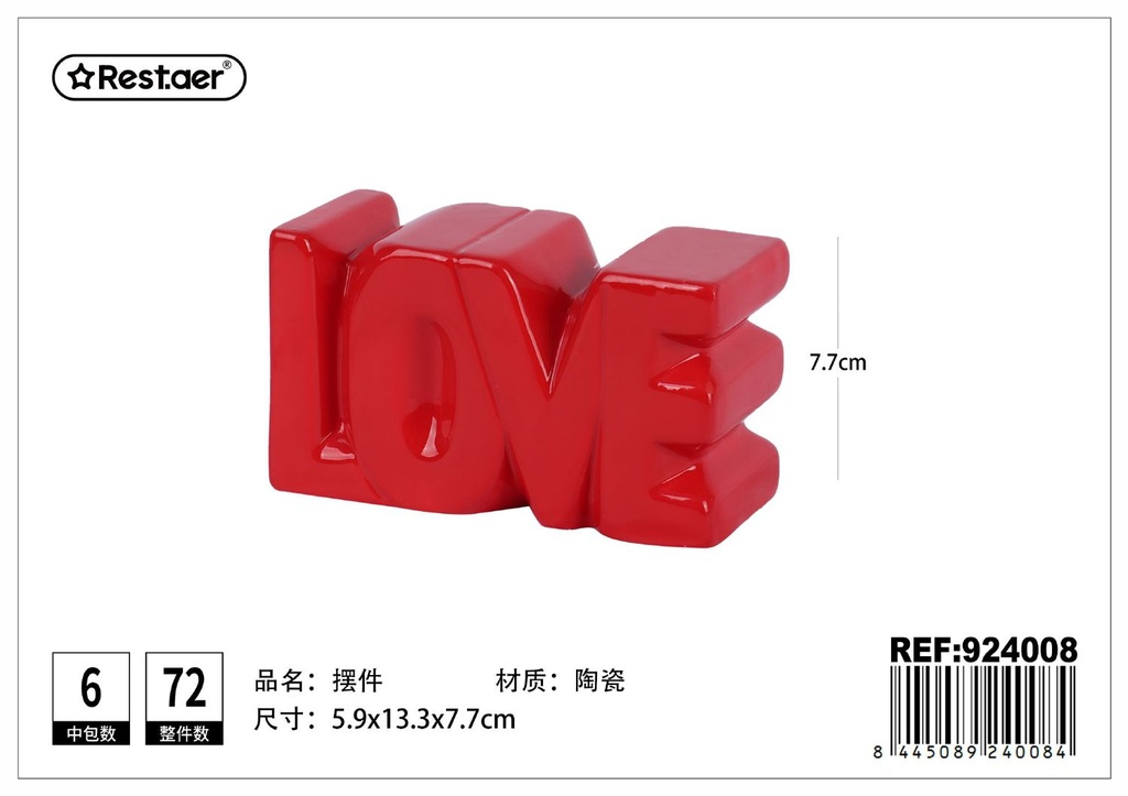 Adorno de cerámica para San Valentín 5.9x13.3x7.7 cm - Decoraciones para el Día de San Valentín