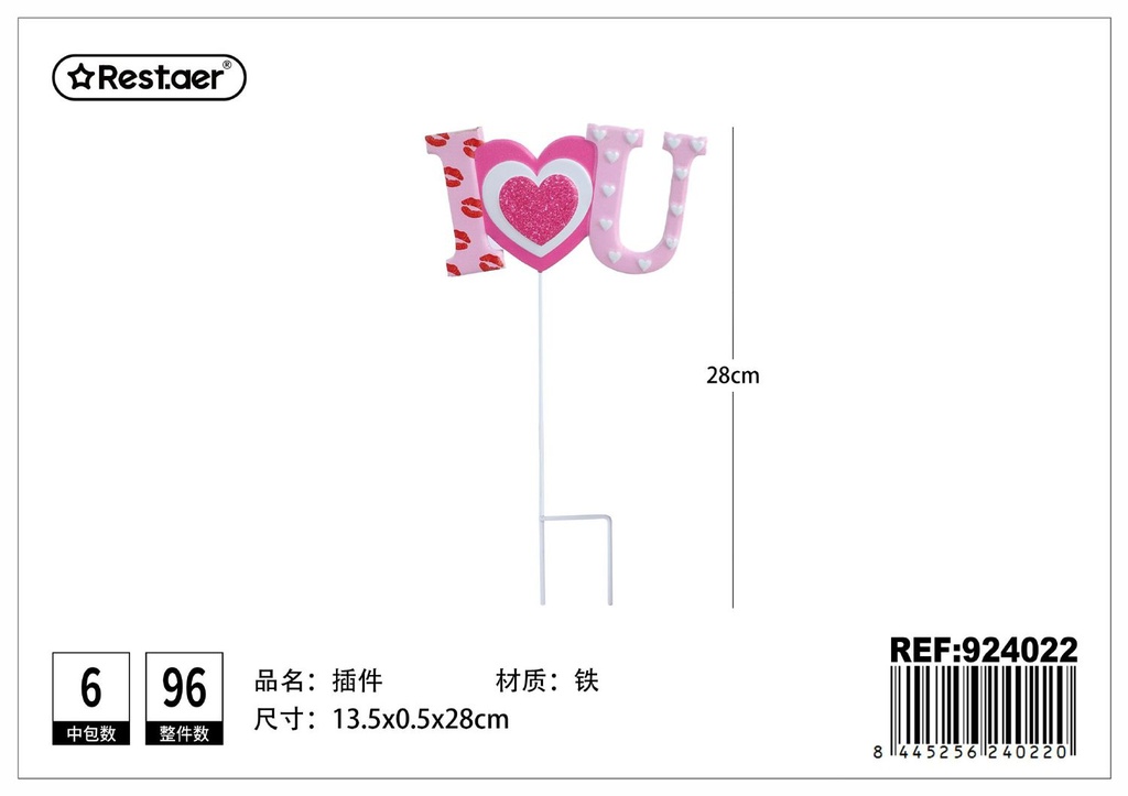 Accesorio para San Valentín 13.5x0.5x28 cm - Decoraciones para el Día de San Valentín