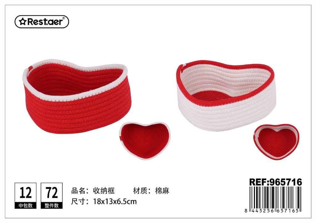 Cesta de algodón trenzado 18x13xH6.5 cm - Almacenaje decorativo