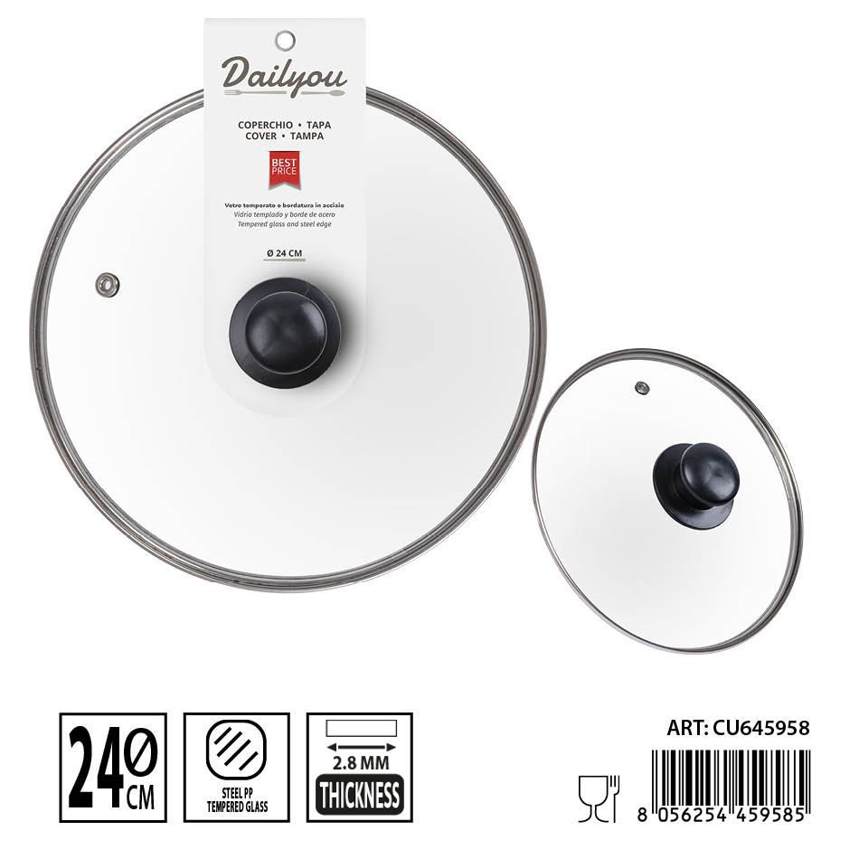 Tapa de cristal templado 24 cm - Accesorios de cocina
