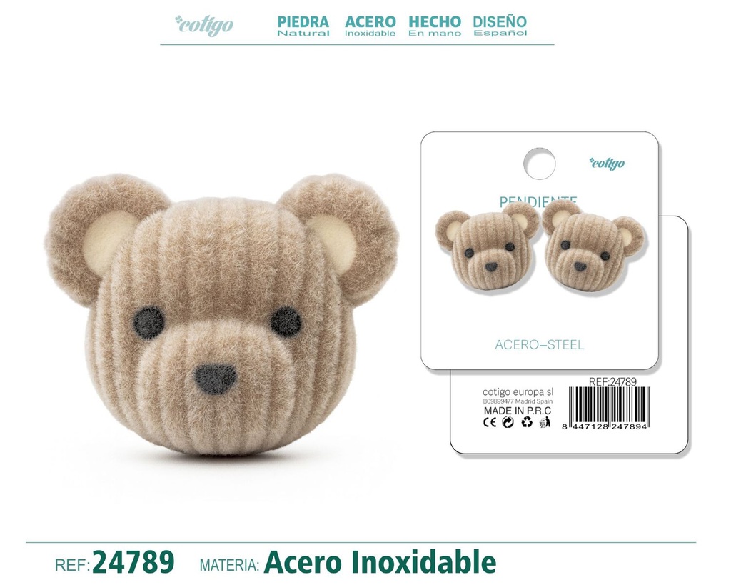 Pendiente de terciopelo con accesorio de acero inoxidable - Joyería de moda