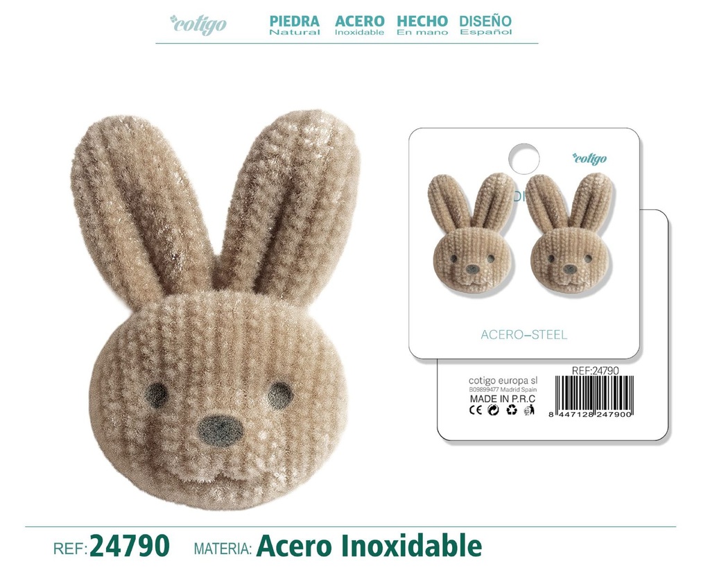 Pendiente de terciopelo con accesorio de acero inoxidable - Joyería de moda