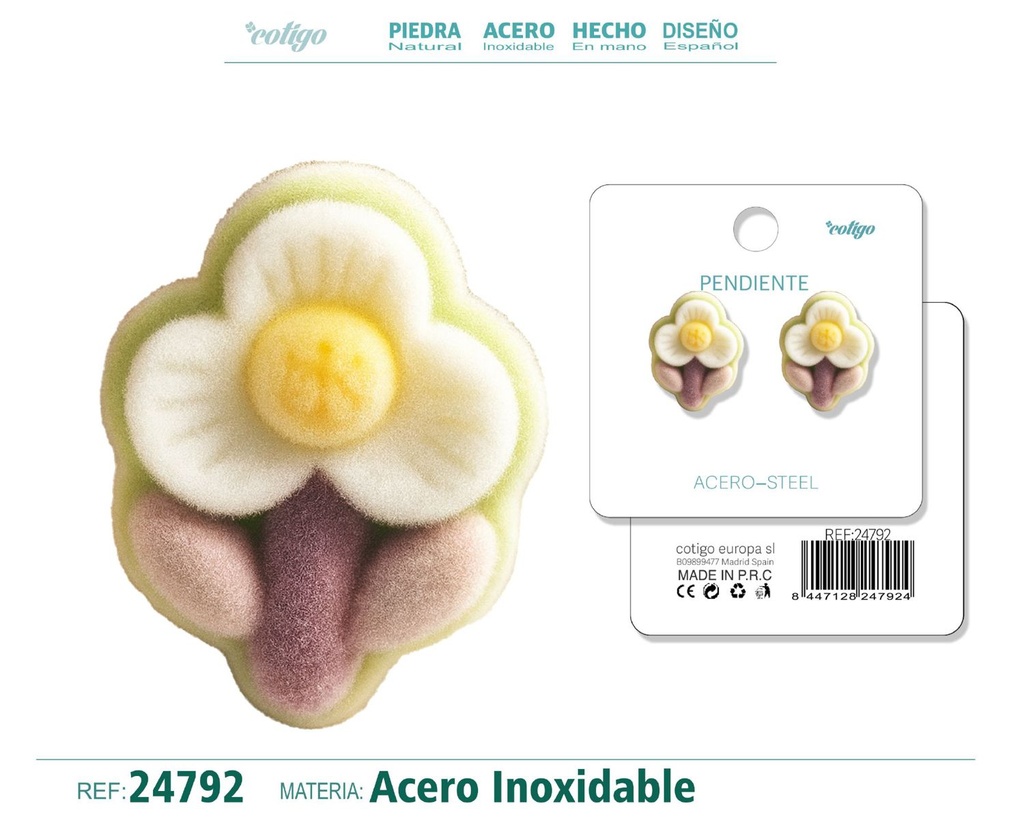 Pendiente de terciopelo con accesorio de acero inoxidable - Joyería de moda