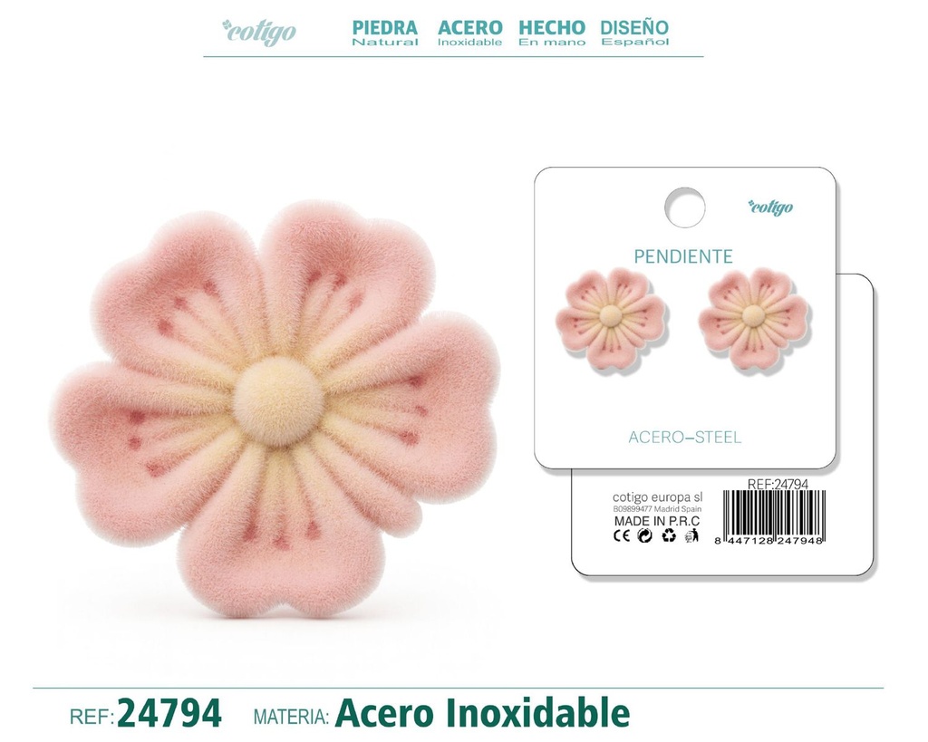 Pendiente de terciopelo con accesorio de acero inoxidable - Joyería de moda