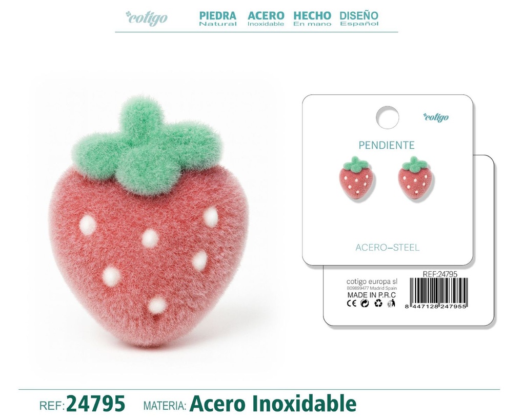 Pendiente de terciopelo con accesorio de acero inoxidable - Joyería de moda