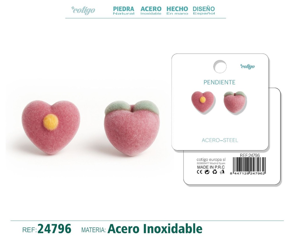 Pendiente de terciopelo con accesorio de acero inoxidable - Joyería de moda