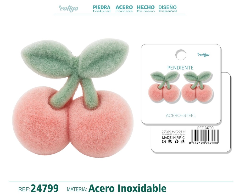 Pendiente de terciopelo con accesorio de acero inoxidable - Joyería de moda