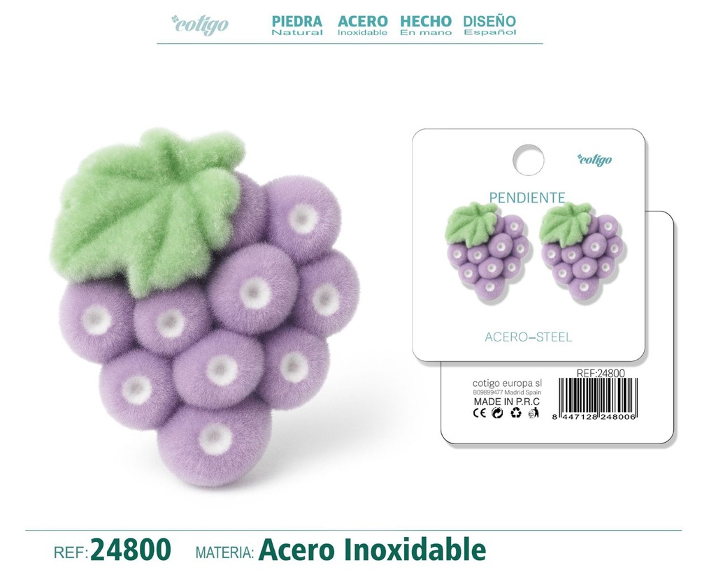 Pendiente de terciopelo con accesorio de acero inoxidable - Joyería de moda