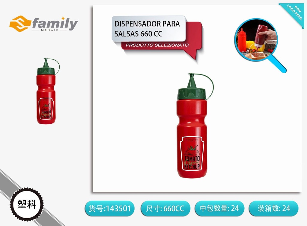 Dispensador para salsas 660 CC de ketchup - Botellas para salsa de cocina