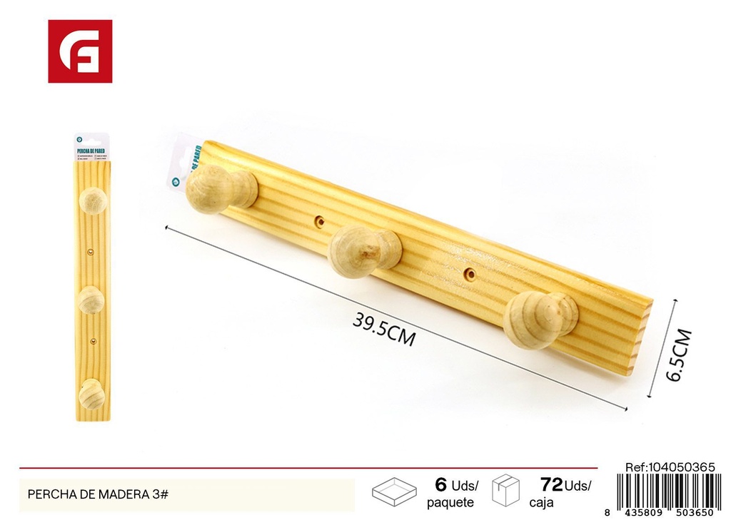 Percha de madera número 3 - Accesorios de ordenación y hogar