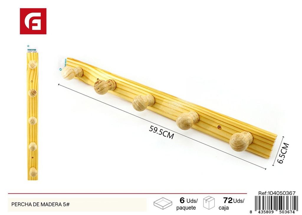 Percha de madera 5# - Accesorios de organización en el hogar