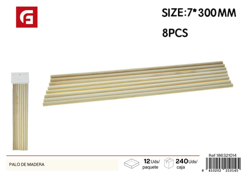 Palo de madera 8 piezas - Material de manualidades