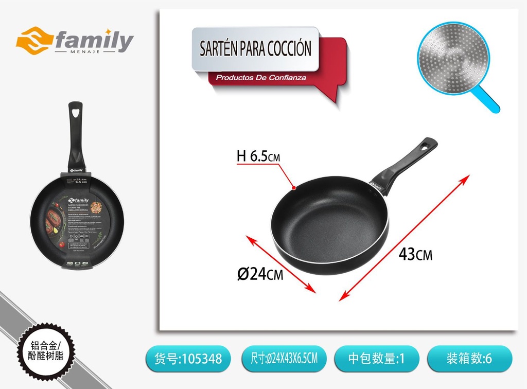 Sartén negra ultra profunda 24x6.5 cm 2.8 mm - Utensilios de cocina y sartenes