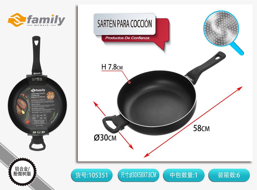 Sartén negra ultra profunda 30x7.8 cm 2.8 mm - Utensilios de cocina y sartenes