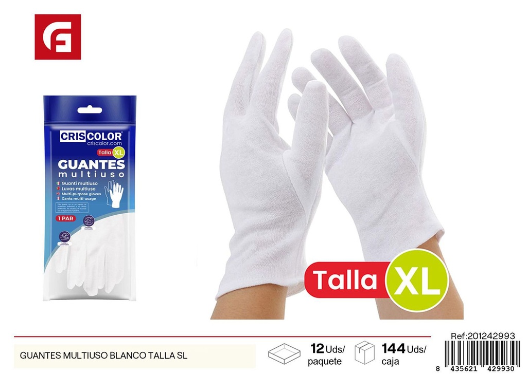 Guante multiuso blanco talla SL - Herramientas de ferretería