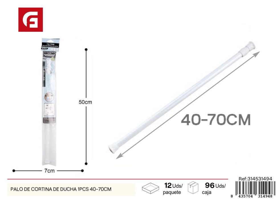 Palo de cortina de ducha extendido 40-70 cm - Accesorios de baño