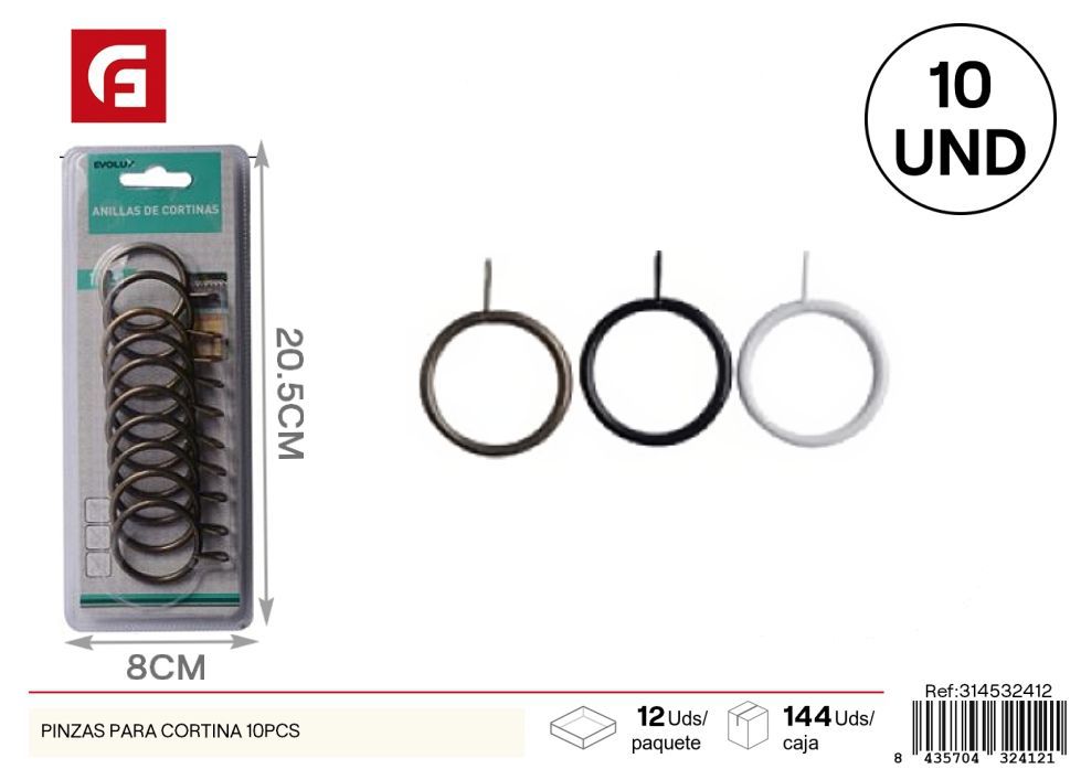 Pinzas para cortinas (10 piezas) - Accesorios de baño