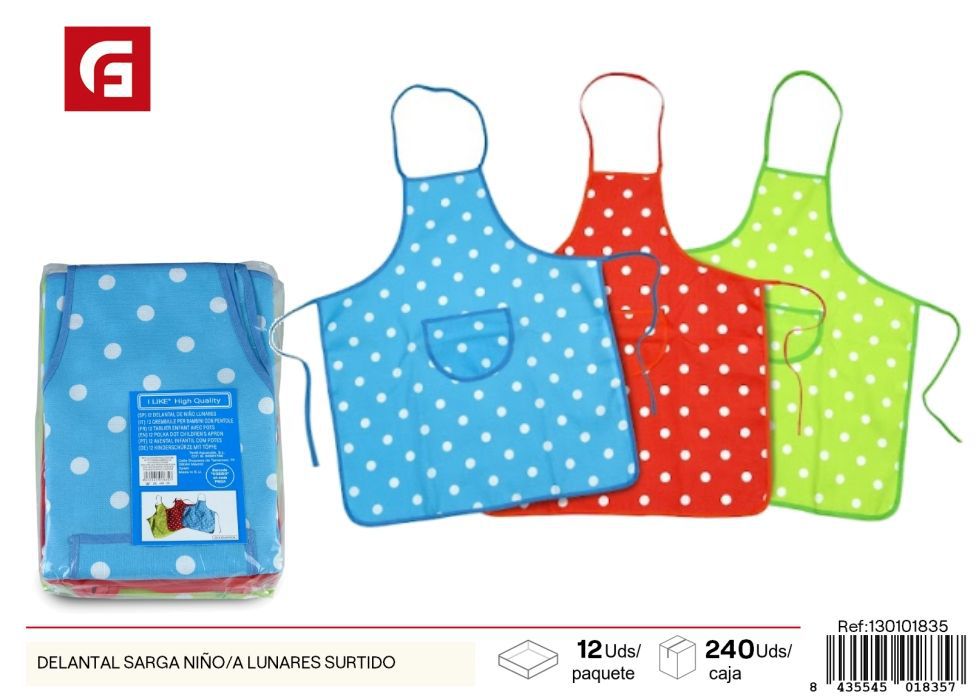 Delantal de sarga para niño/a con lunares surtidos - Textiles para el hogar