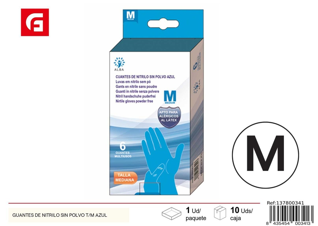 Guantes de nitrilo sin polvo T/M azul - Accesorios de limpieza