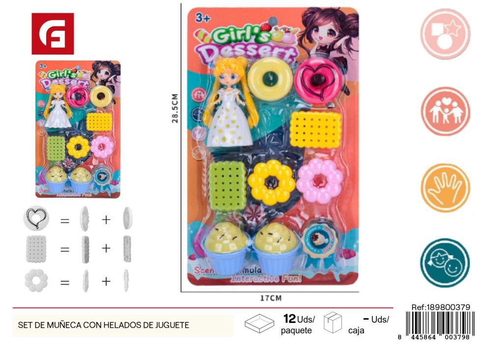 Set de muñeca con helados de juguete - Juguetes de cocina y juegos