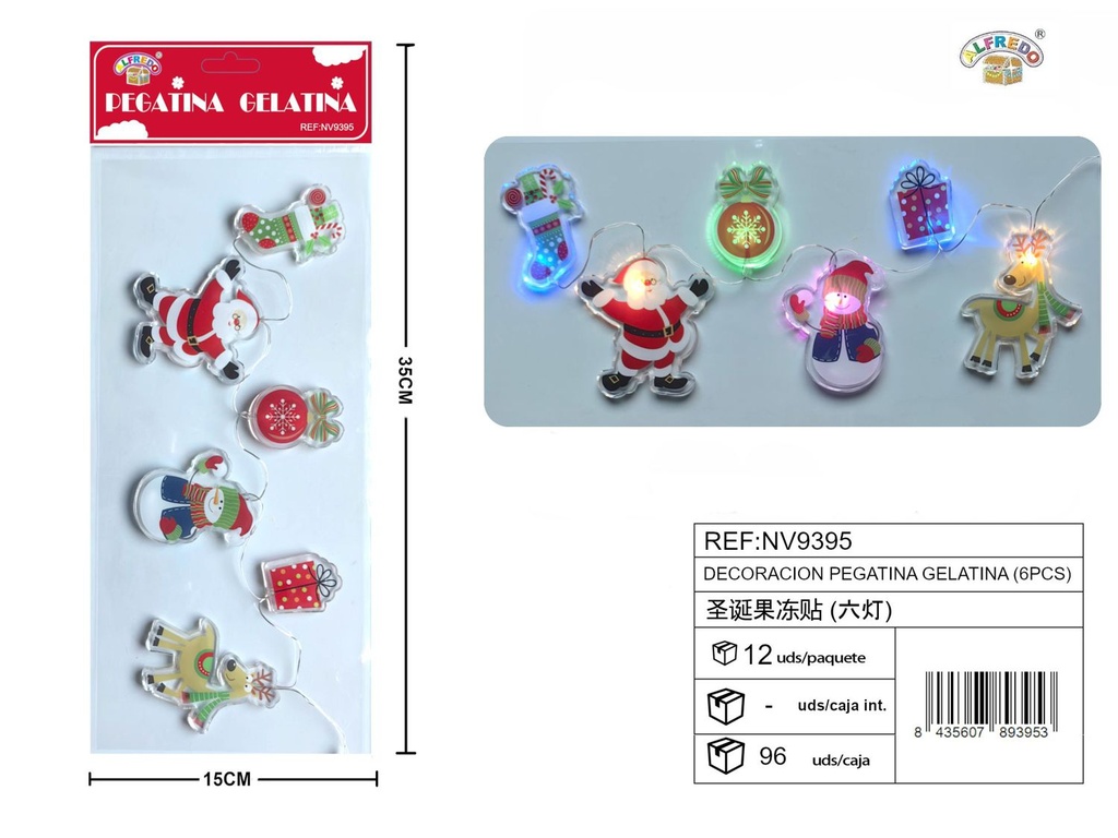 Decoración pegatina navideña gelatina (6pcs) 15x35 cm - Decoraciones navideñas