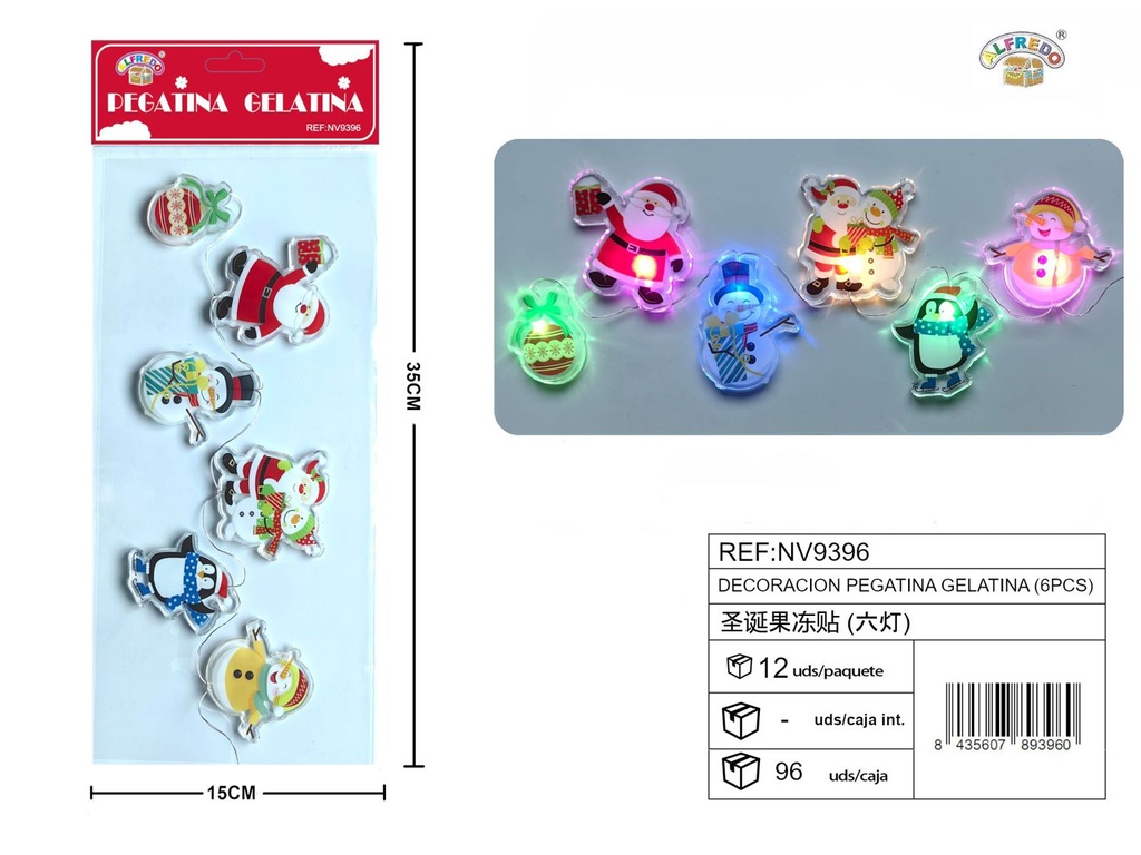 Decoración pegatina navideña gelatina (6pcs) 15x35 cm - Decoraciones navideñas