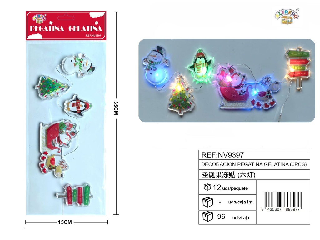 Decoración pegatina navideña gelatina (6pcs) 15x35 cm - Decoraciones navideñas