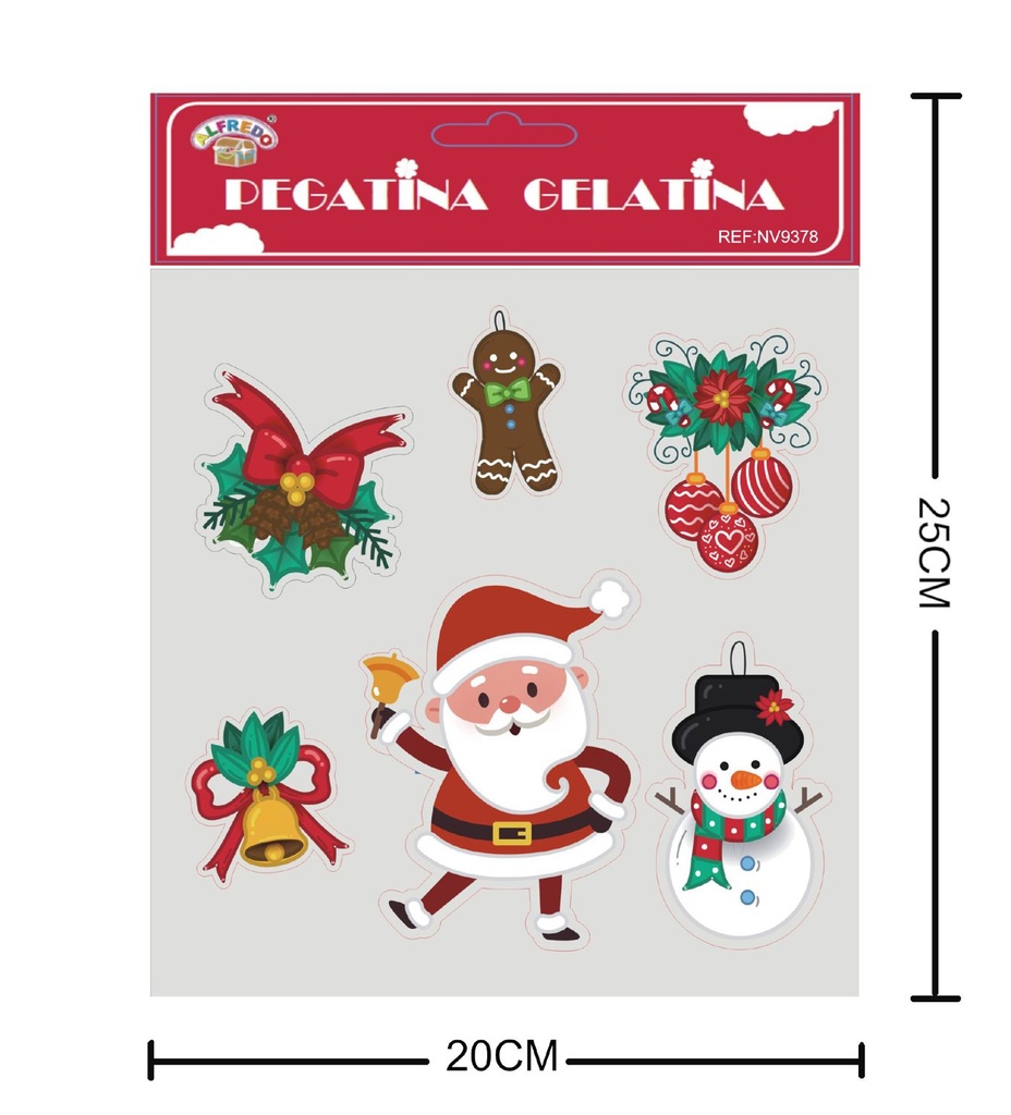 Decoración gel navidad "Papá Noel" 20x25 cm - Decoraciones navideñas