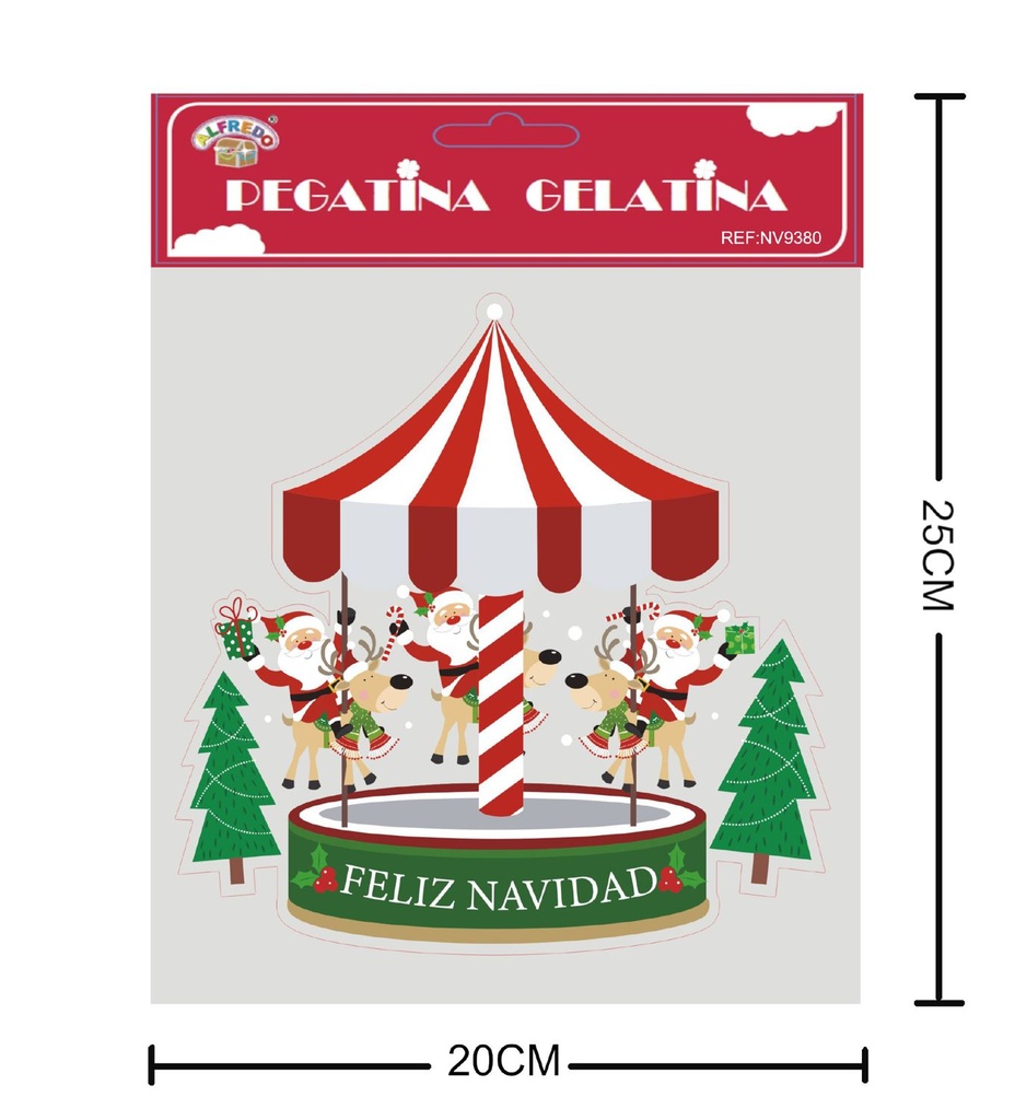 Decoración gel navidad "Feliz Navidad" 20x25 cm - Decoraciones navideñas