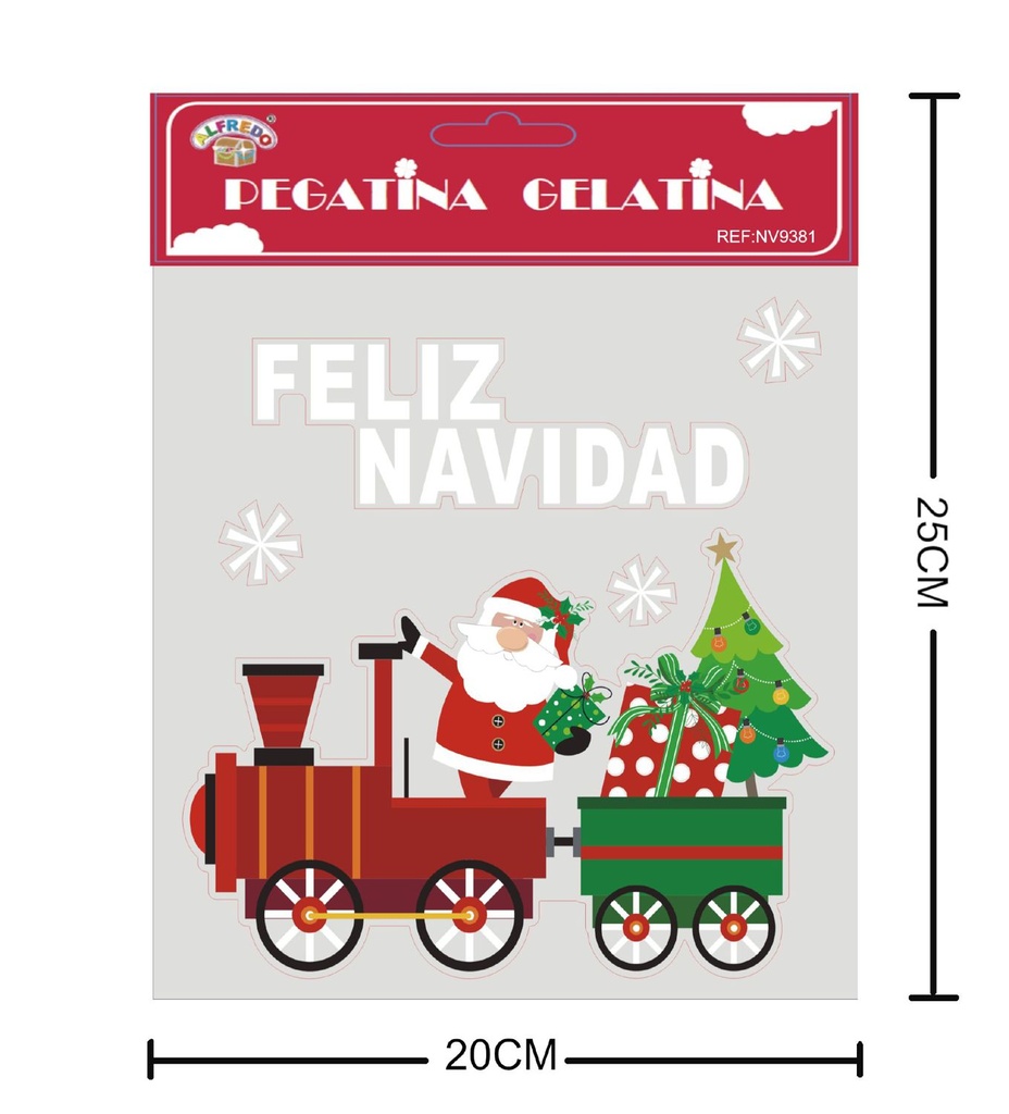 Decoración gel navidad "Feliz Navidad" 20x25 cm - Decoraciones navideñas