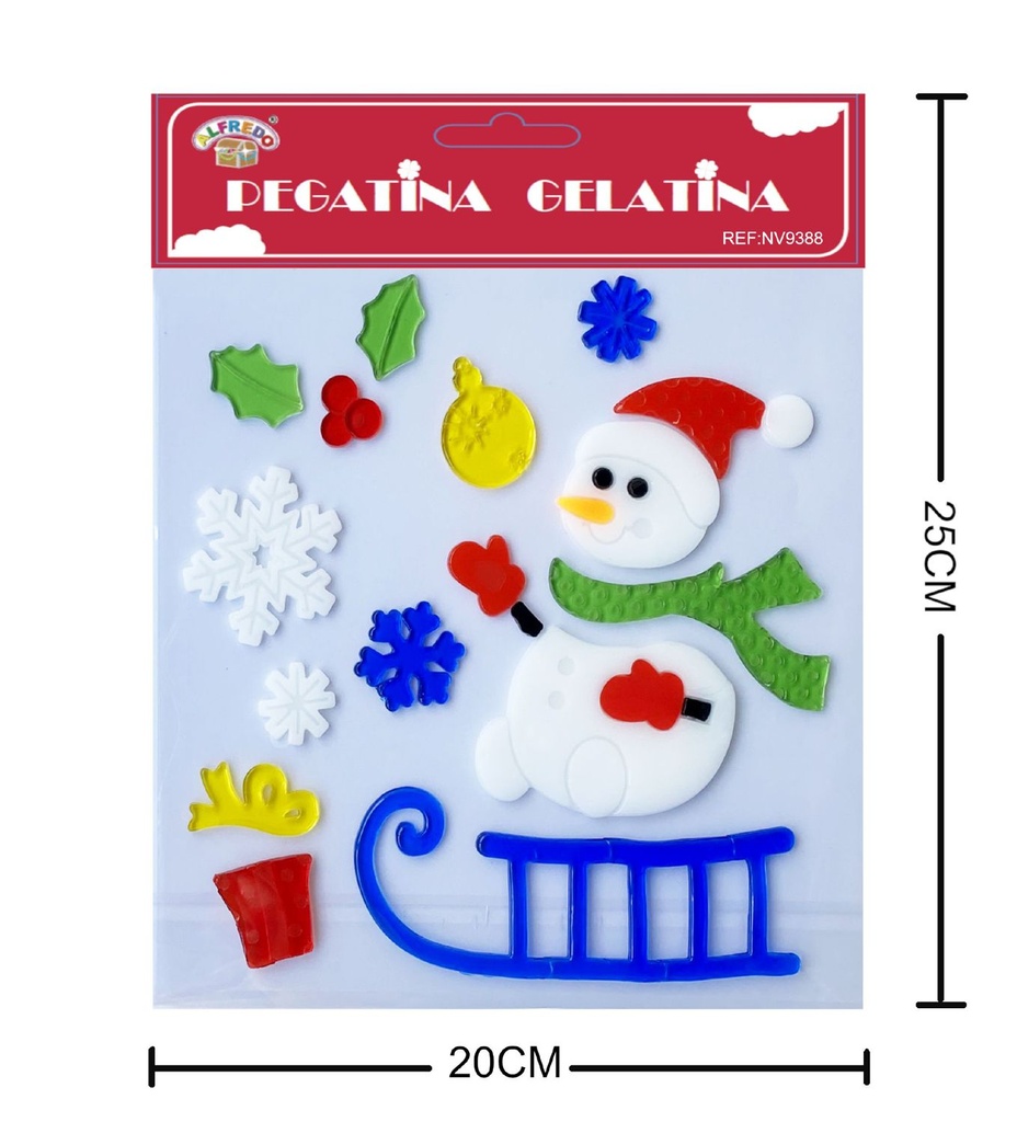 Decoración gel navidad "Muñeco de nieve" 20x25 cm - Decoraciones navideñas