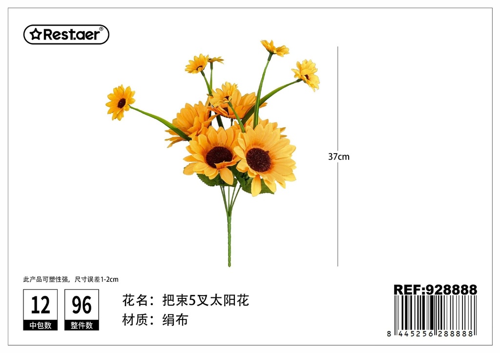Ramos de girasoles con cinco ramas 37cm - Flores de decoración artificial