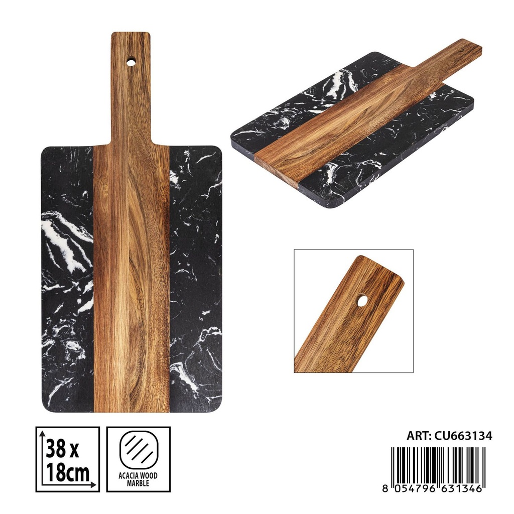 Tabla de cortar de acacia y mármol 38x18 cm - Accesorios de cocina
