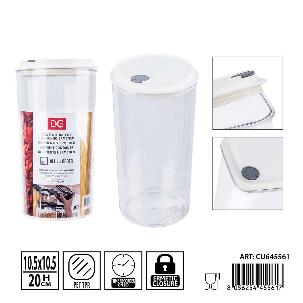 Recipiente hermético transparente 1250ml 10.5x20 cm - Tarro de almacenamiento eficiente para cocina