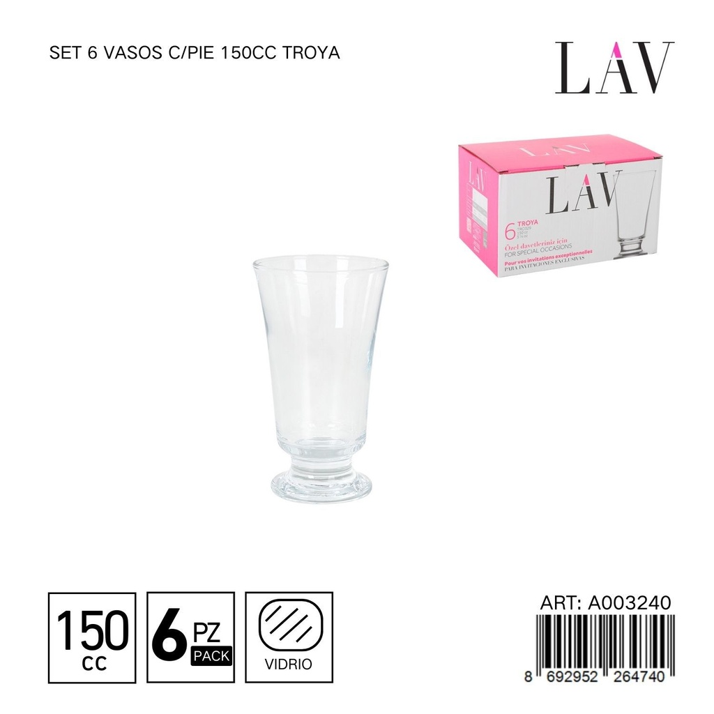 Set de 6 copas para helado 150cc Troya - Copas elegantes para postres
