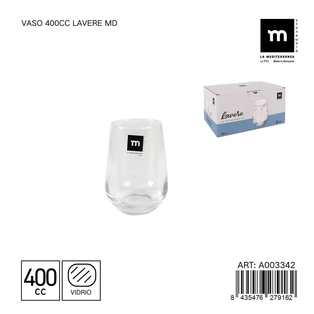 Vaso 400cc Lavere MD - Vaso functional y moderno