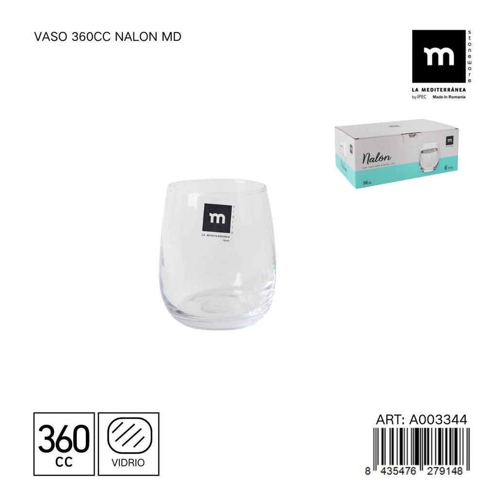 Vaso 360cc Nalon MD - Vaso práctico para uso en casa