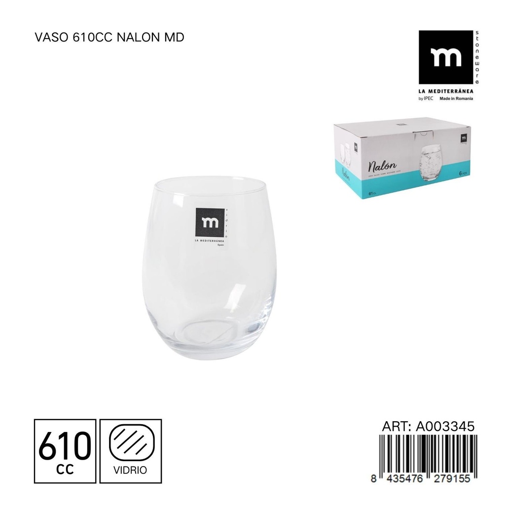 Vaso 610cc Nalon MD - Gran vaso para fiestas o eventos