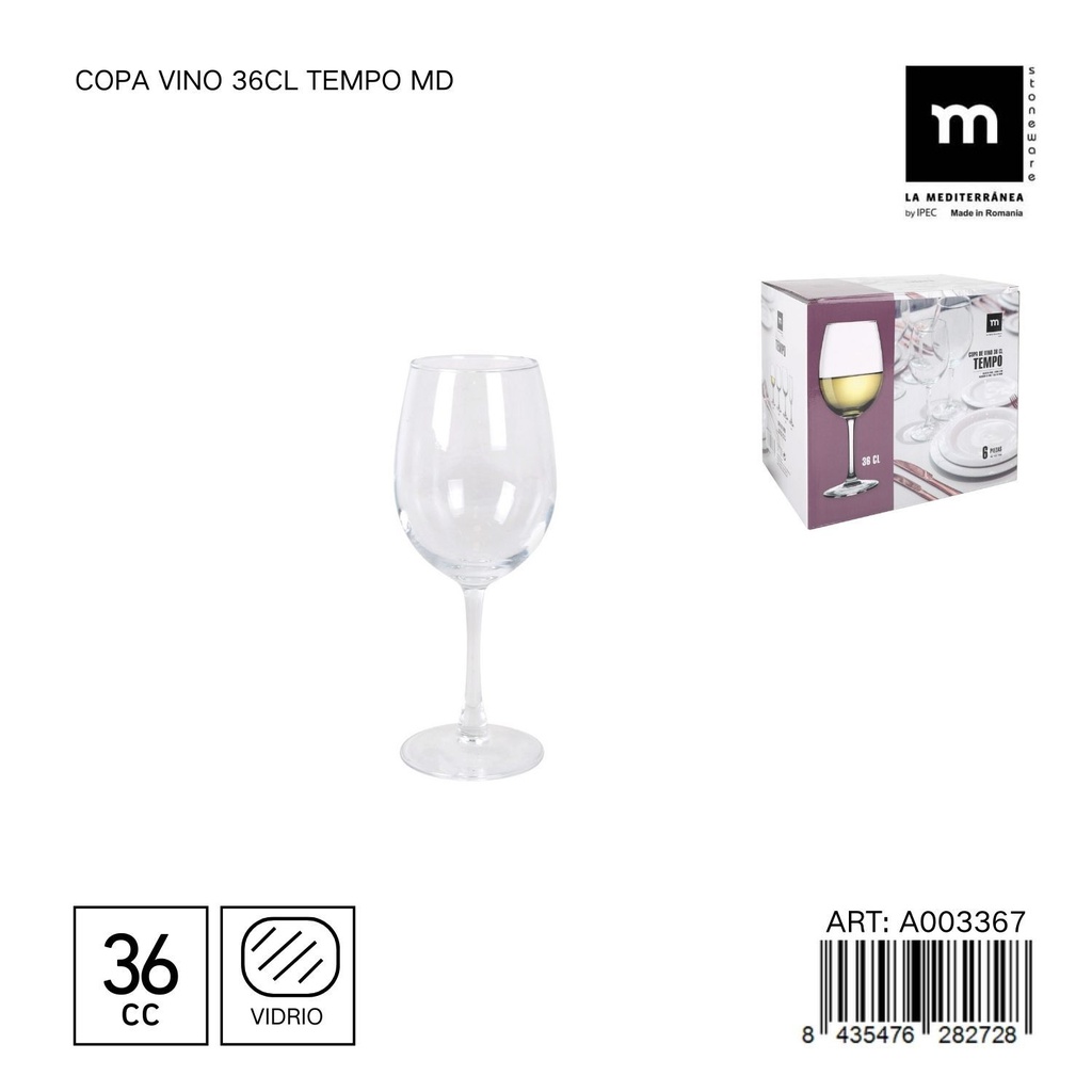 Copa de vino de cristal 36 cl TEMPO MD - Cristalería para ocasiones especiales