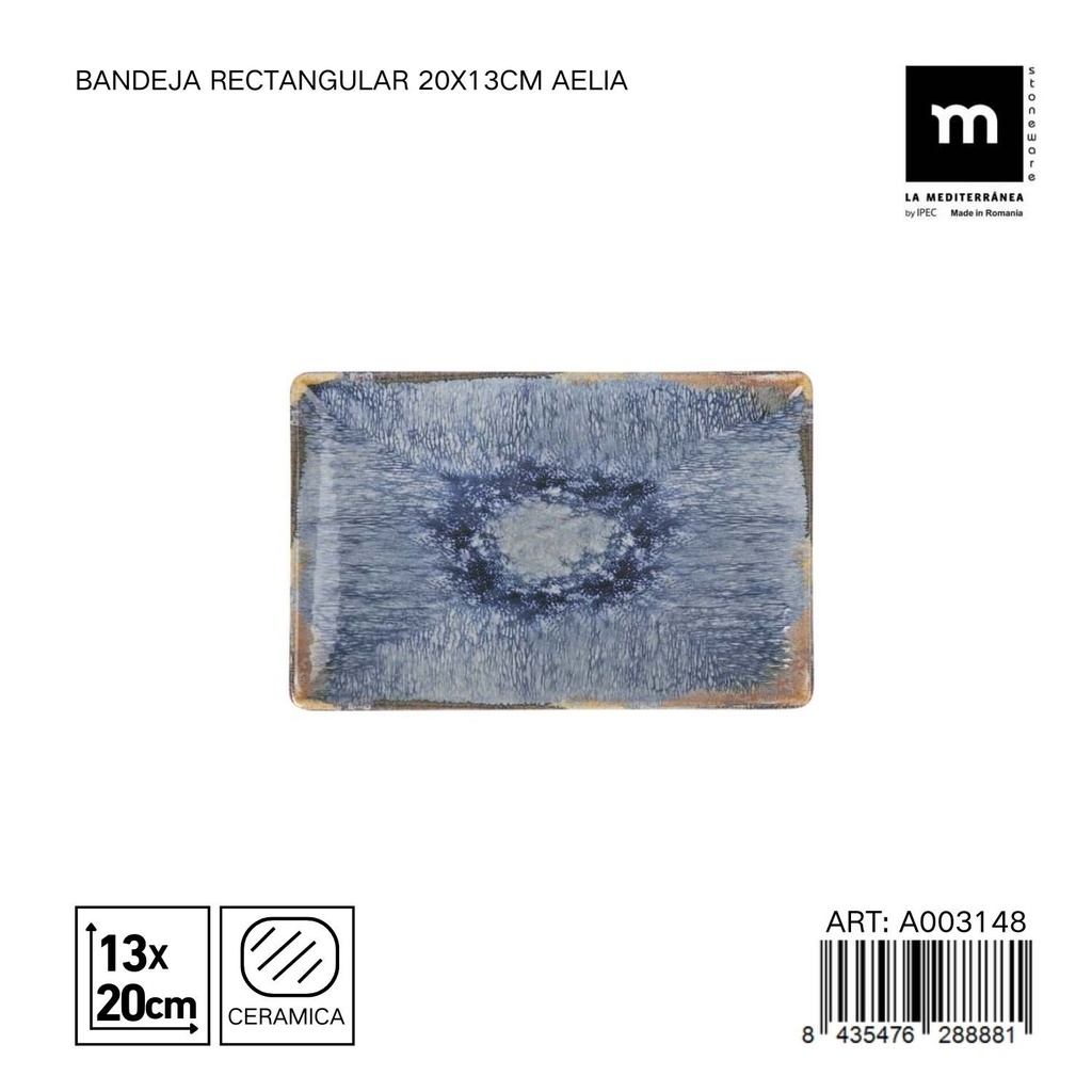 Bandeja rectangular de cerámica 20x13 cm Aelia - Bandeja decorativa para mesa