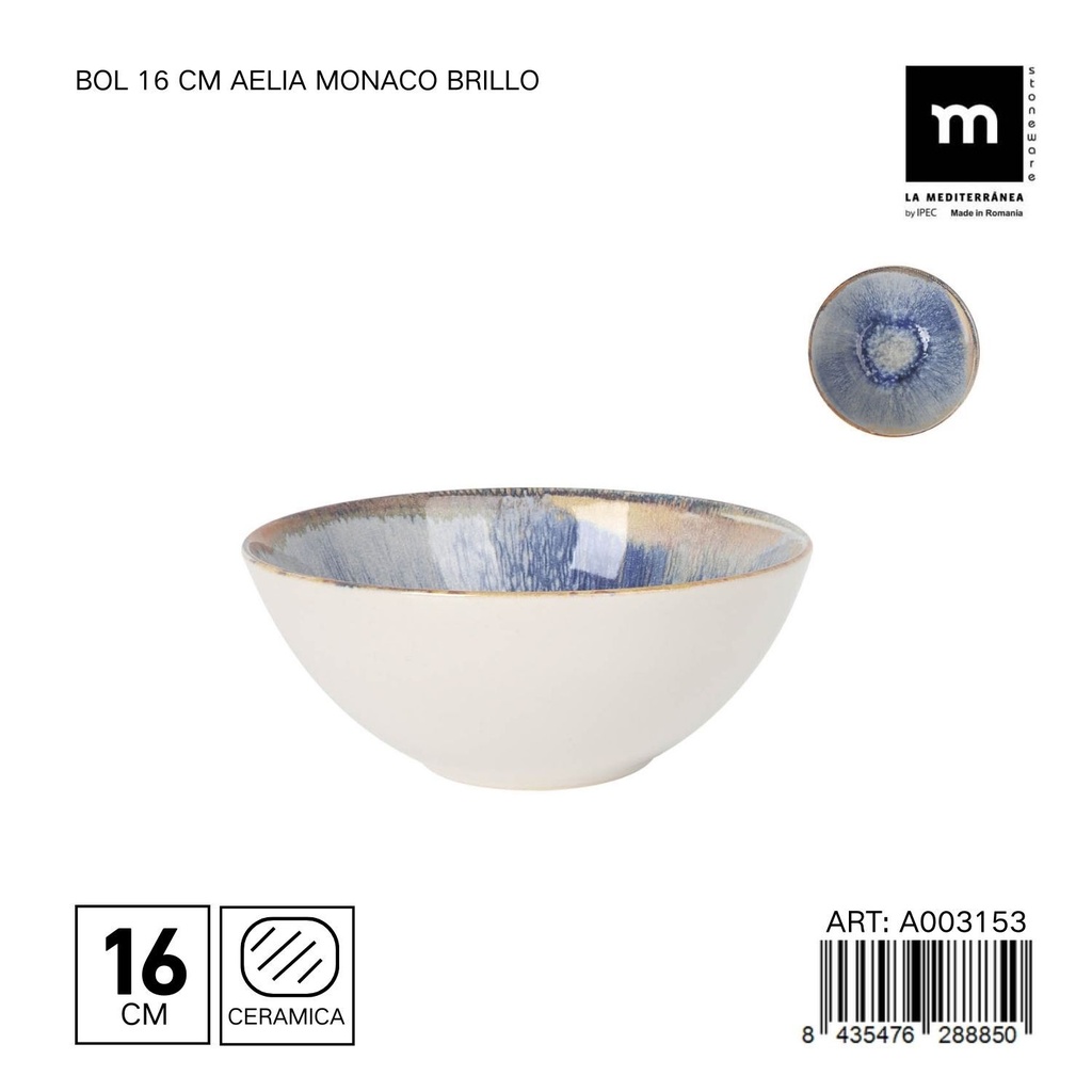 Bol de cerámica 16 cm AELIA Monaco - Utensilios de comedor elegantes