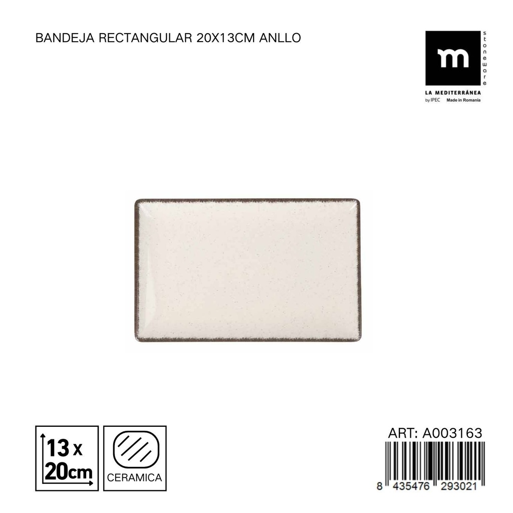 Bandeja rectangular de cerámica 20x13 cm ANLLO - Servir con estilo