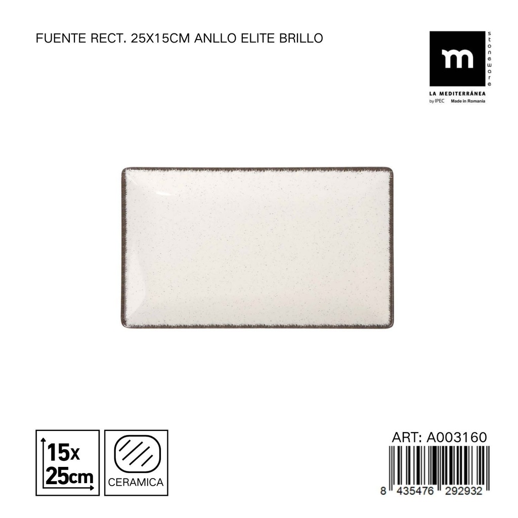 Fuente rectangular de cerámica 25x15 cm ANLLO Elite - Vajilla para presentaciones