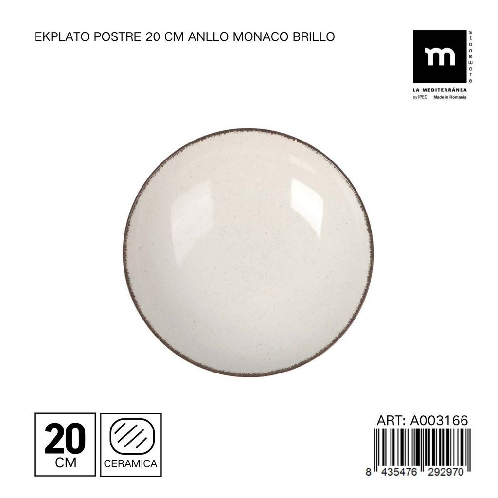 Plato de postre de cerámica 20 cm ANLLO Monaco - Vajilla decorativa para dulces