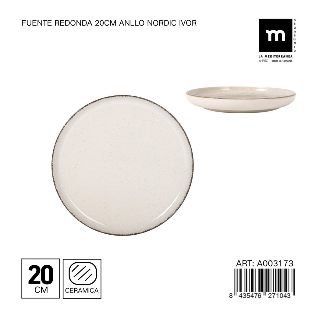 Fuente redonda de cerámica 20 cm ANLLO NORDIC IVORY - Vajilla decorativa