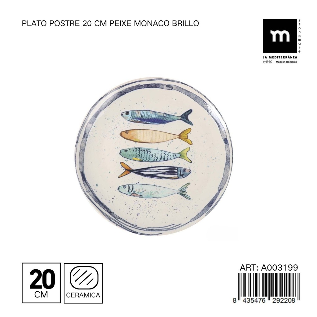 Plato de postre de 20cm cerámica Monaco brillo - Vajilla de cerámica
