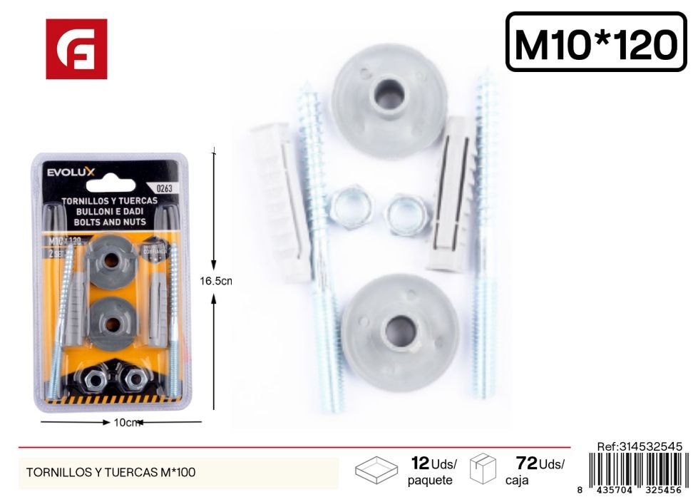 Tornillos y tuercas M 100 piezas - Accesorios de ferretería