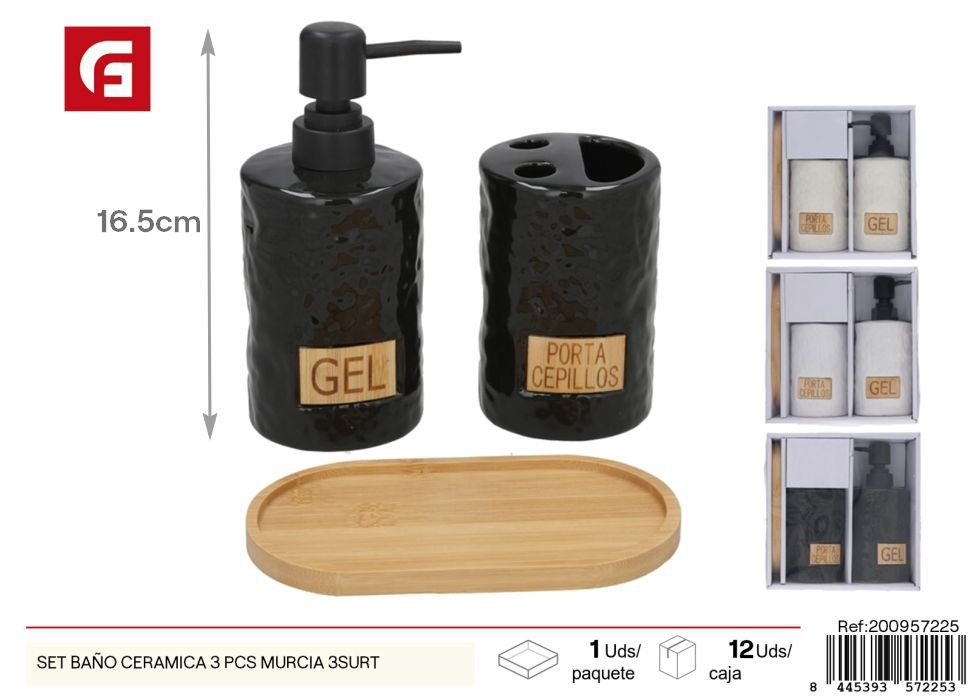 Set de baño cerámica 3 piezas Murcia surtido - Accesorios de baño
